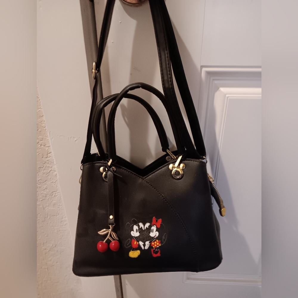 Crossbody/Satchel Black Mickey and Minnie Handbag